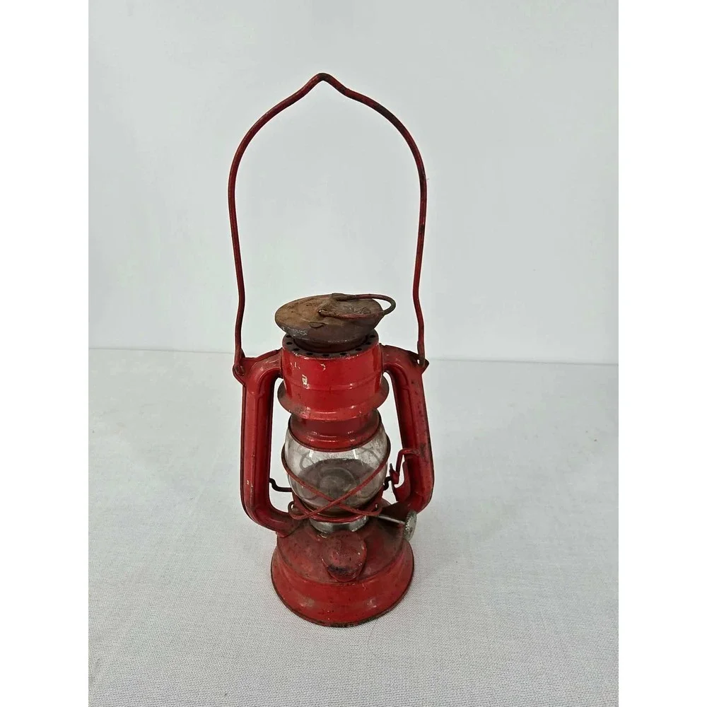 Vintage Winged Wheel No 350 Red Kerosene Lantern Made in Japan Oil Lamp Repair